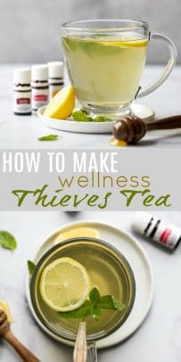 pinterest image for how to make wellness thieves tea