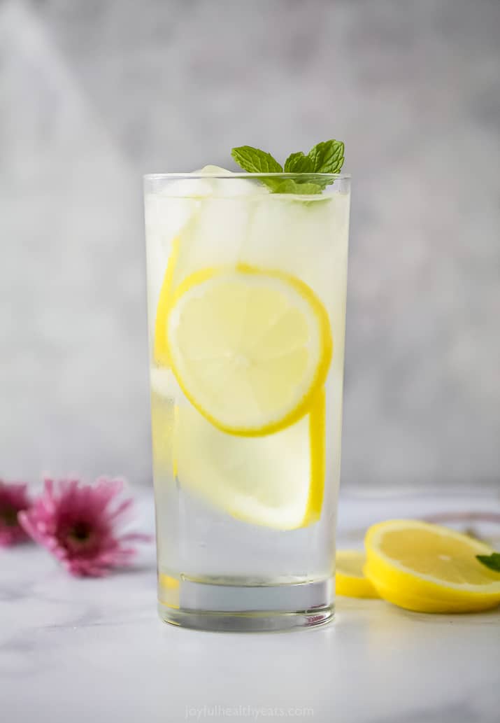 photo of mint lemon water in a glass
