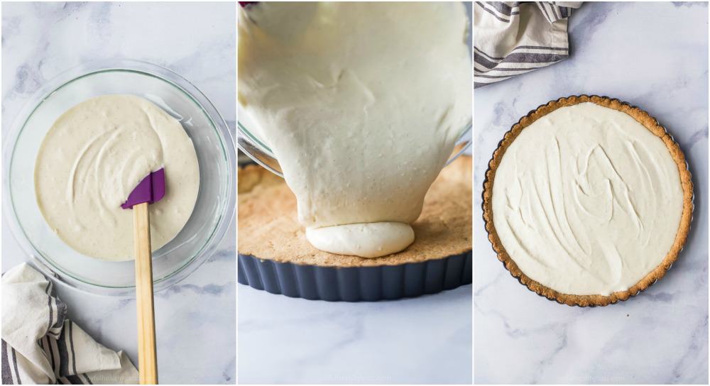process photos of how to make a Creamy Lemon Tart Recipe with Almond Crust