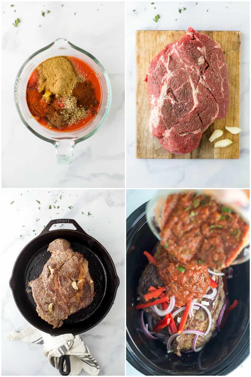 process photos of how to make crock pot ropa vieja recipe (shredded beef)