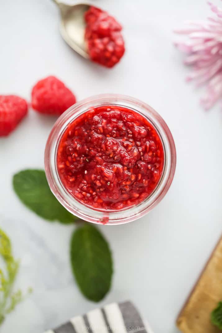 overhead photo of Homemade Raspberry Jam Recipe