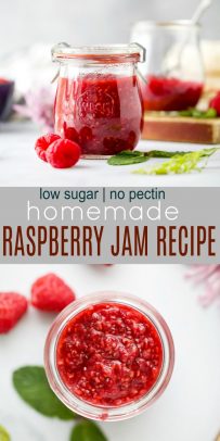 pinterest image for Homemade Raspberry Jam Recipe without Pectin