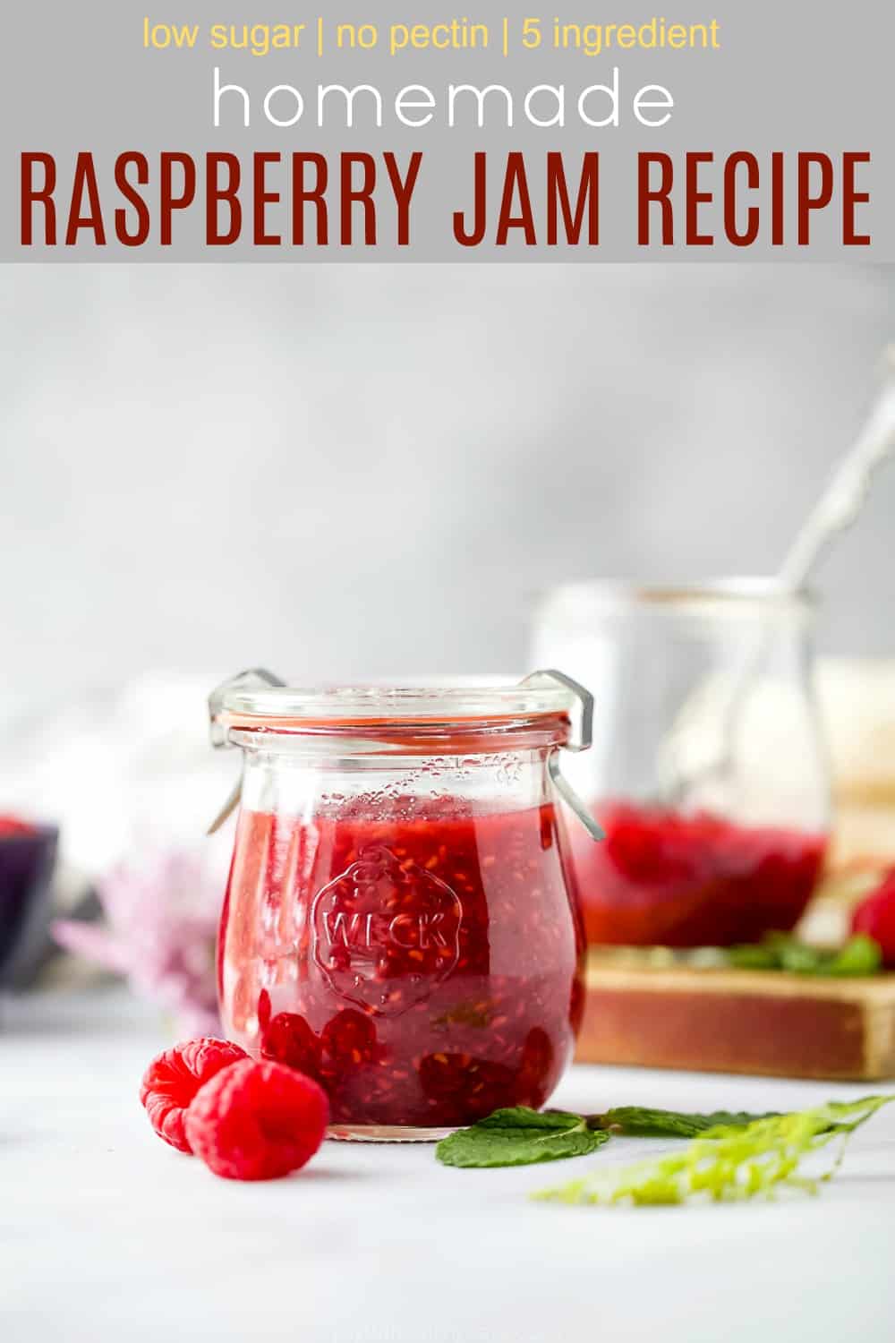 pinterest image for Homemade Raspberry Jam Recipe 