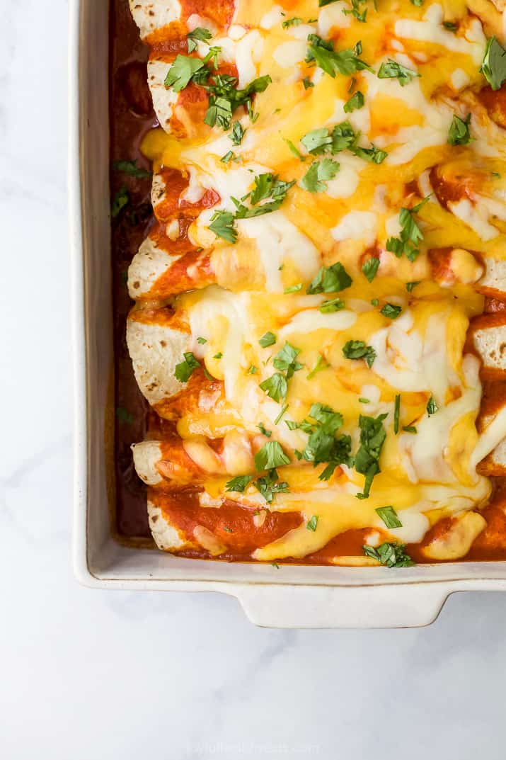 overhead photo of The Ultimate Ground Beef Enchilada Recipe