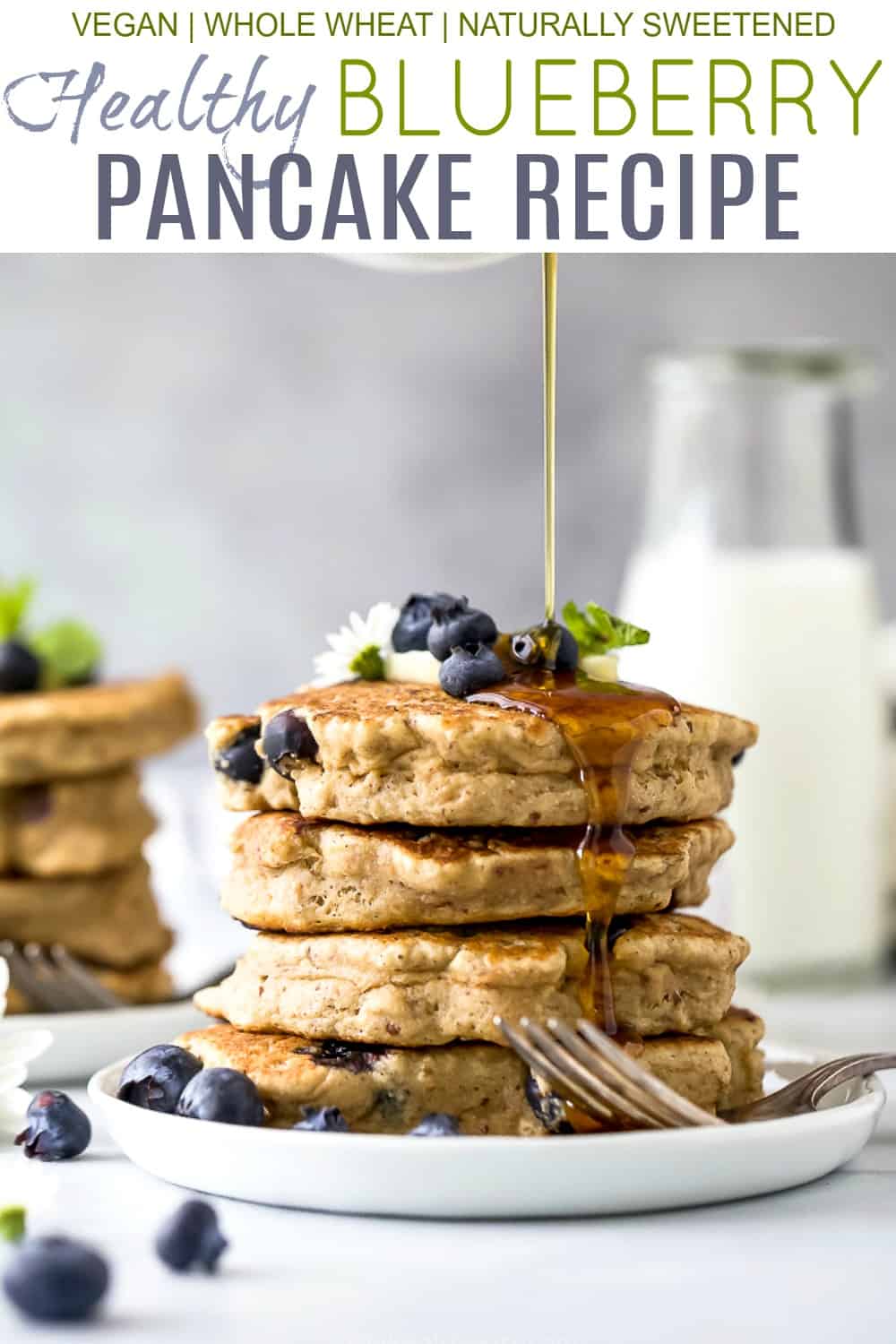 pinterest image for healthy vegan blueberry pancake recipe