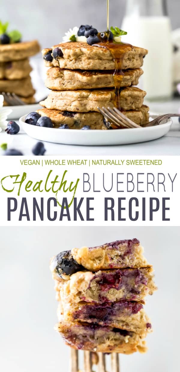 pinterest image for healthy vegan blueberry pancake recipe