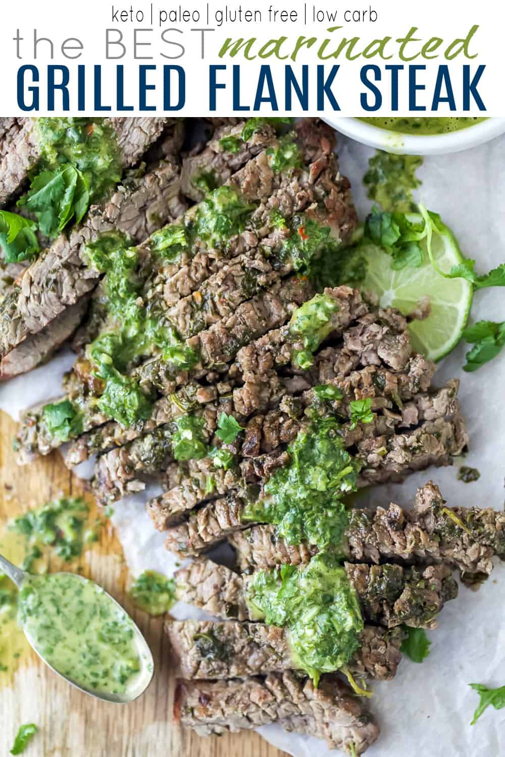 pinterest image for the best marinated grilled steak recipe