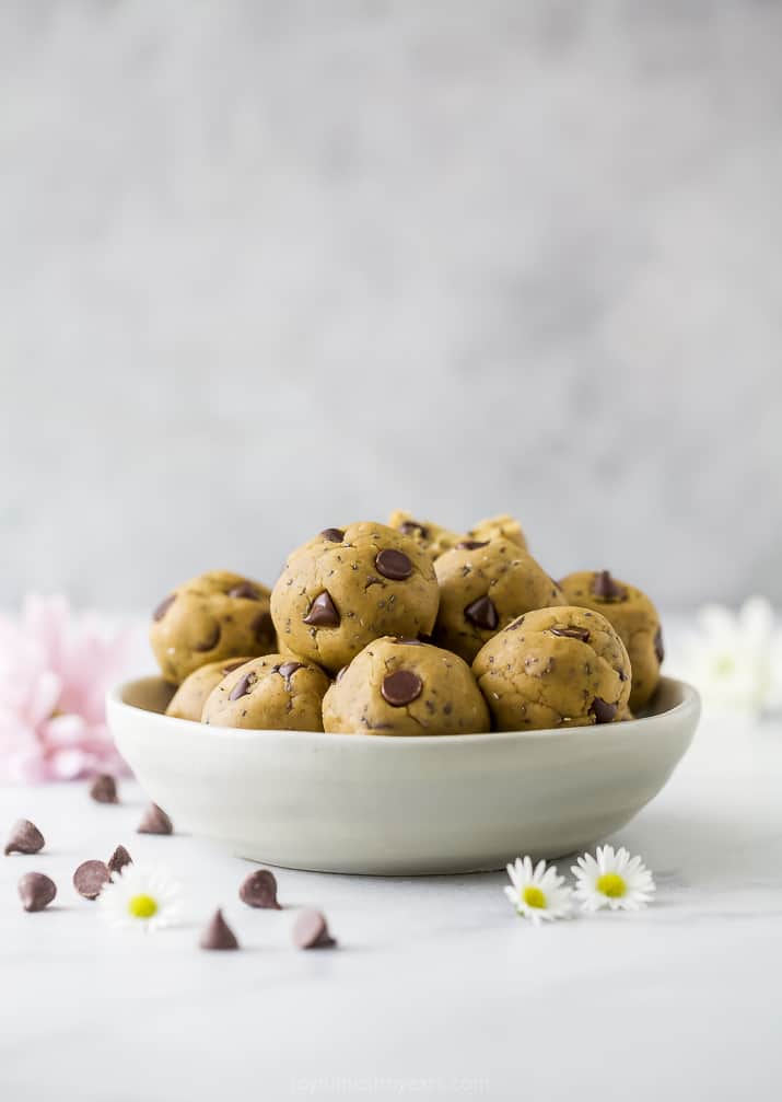 Vegan Cookie Dough Energy Balls in a bowl