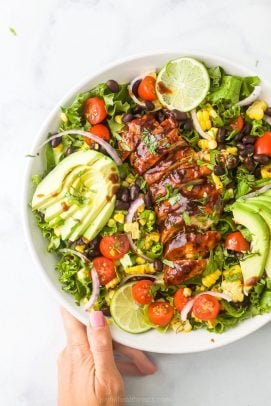 30 minute bbq chicken salad with cilantro lime dressing