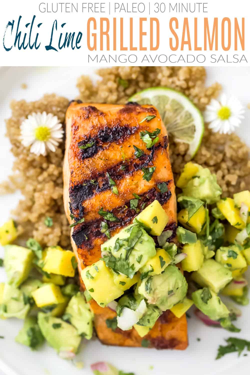 Chili Lime Salmon with Mango Avocado Salsa | Joyful Healthy Eats