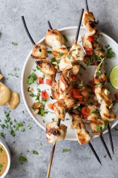 sesame lime grilled chicken with spicy thai peanut sauce