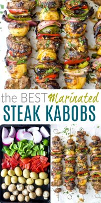 pinterest image for the best marinated steak kabob recipe