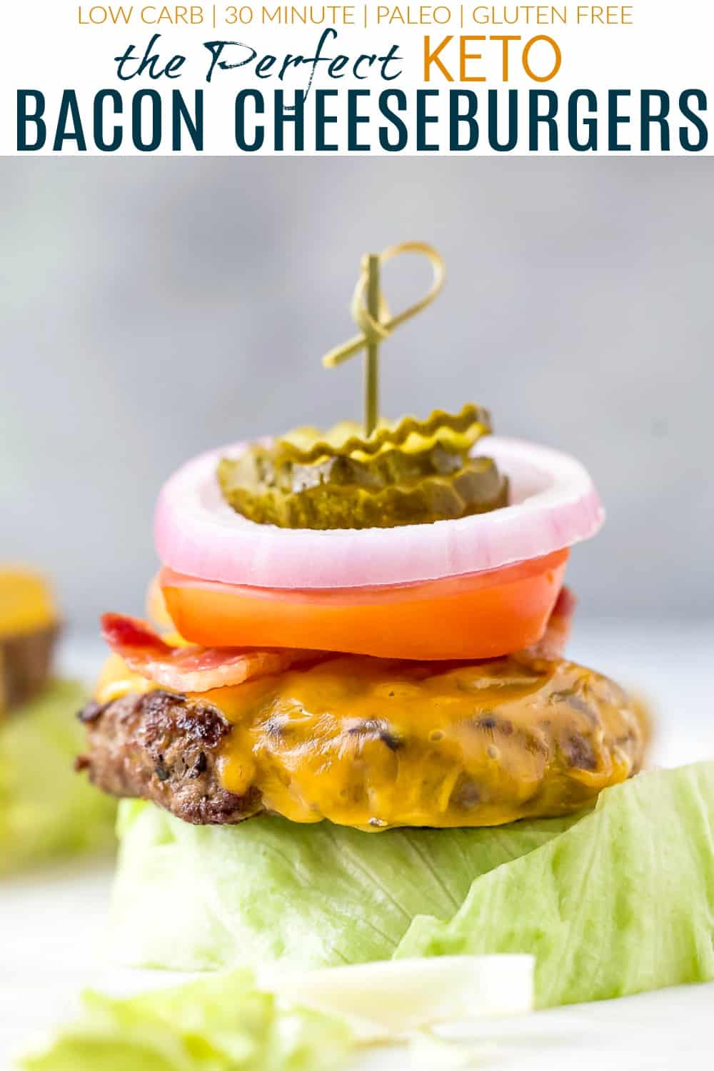 pinterest image for the perfect keto bacon cheeseburger recipe