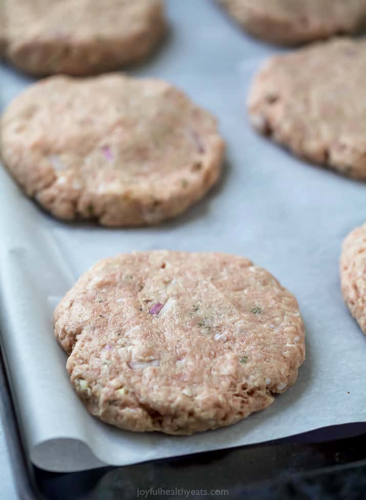 raw turkey burger patties