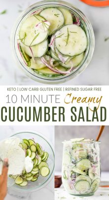 pinterest image for 10 minute creamy cucumber salad