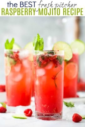 pinterest image for the best fresh raspberry mojito recipe