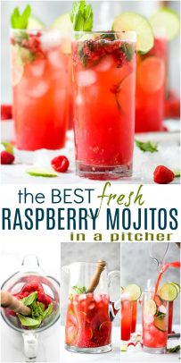 pinterest image for the best fresh raspberry mojito recipe