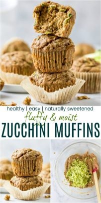 pinterest image for moist healthy zucchini muffins