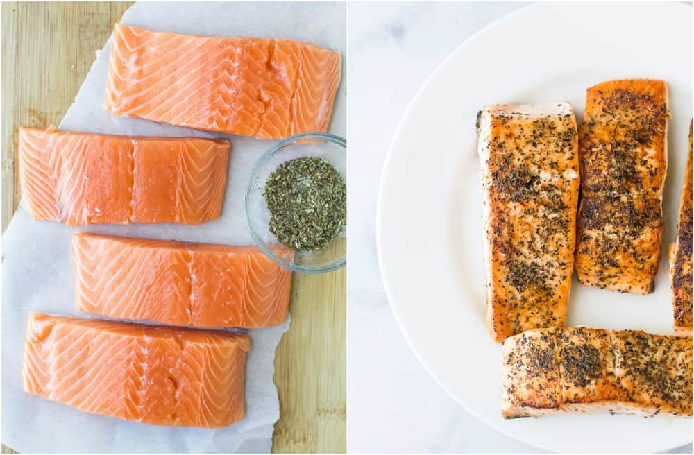 process photos of how to make pan seared salmon