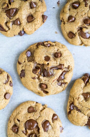 overhead photo of the best vegan chocolate chip cookie dough