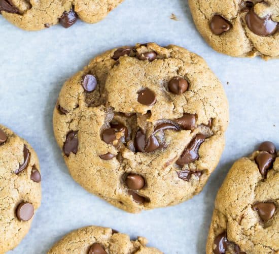 overhead photo of the best vegan chocolate chip cookie dough