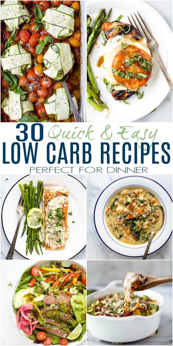 pinterest image for 30 quick and easy low carb recipes for dinner