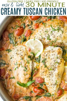 pinterest image for easy 30 minute creamy tuscan chicken