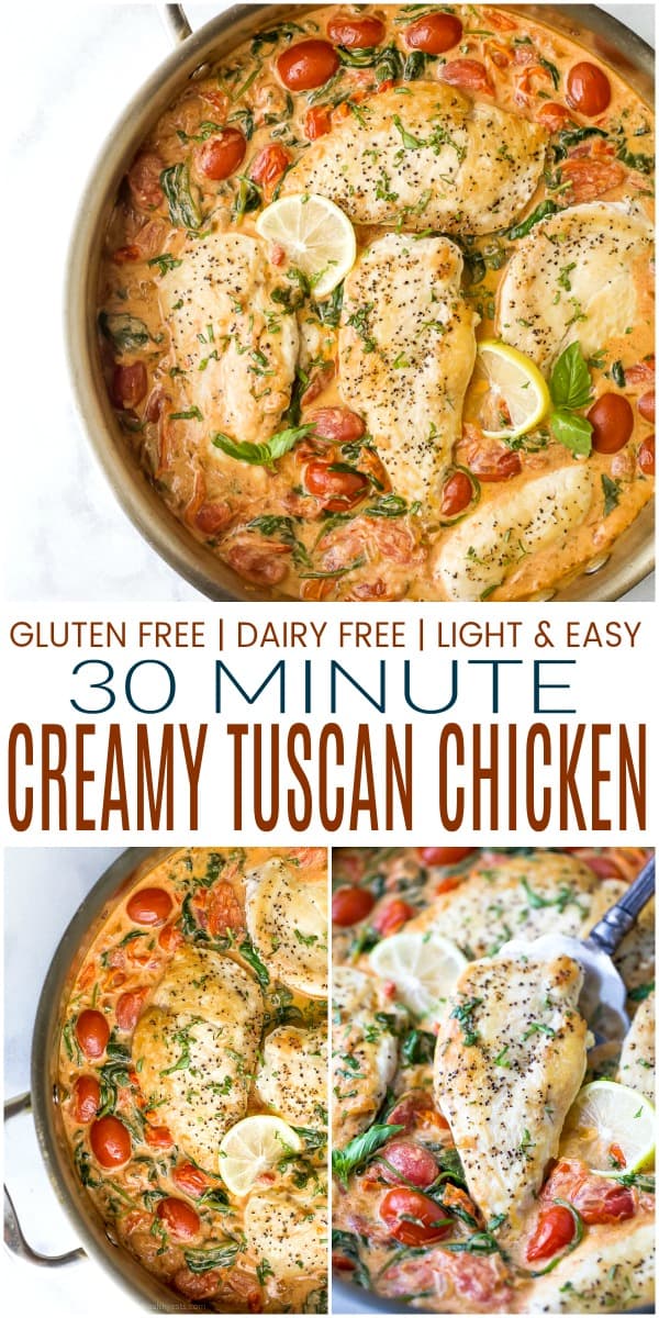 pinterest image for easy 30 minute creamy tuscan chicken