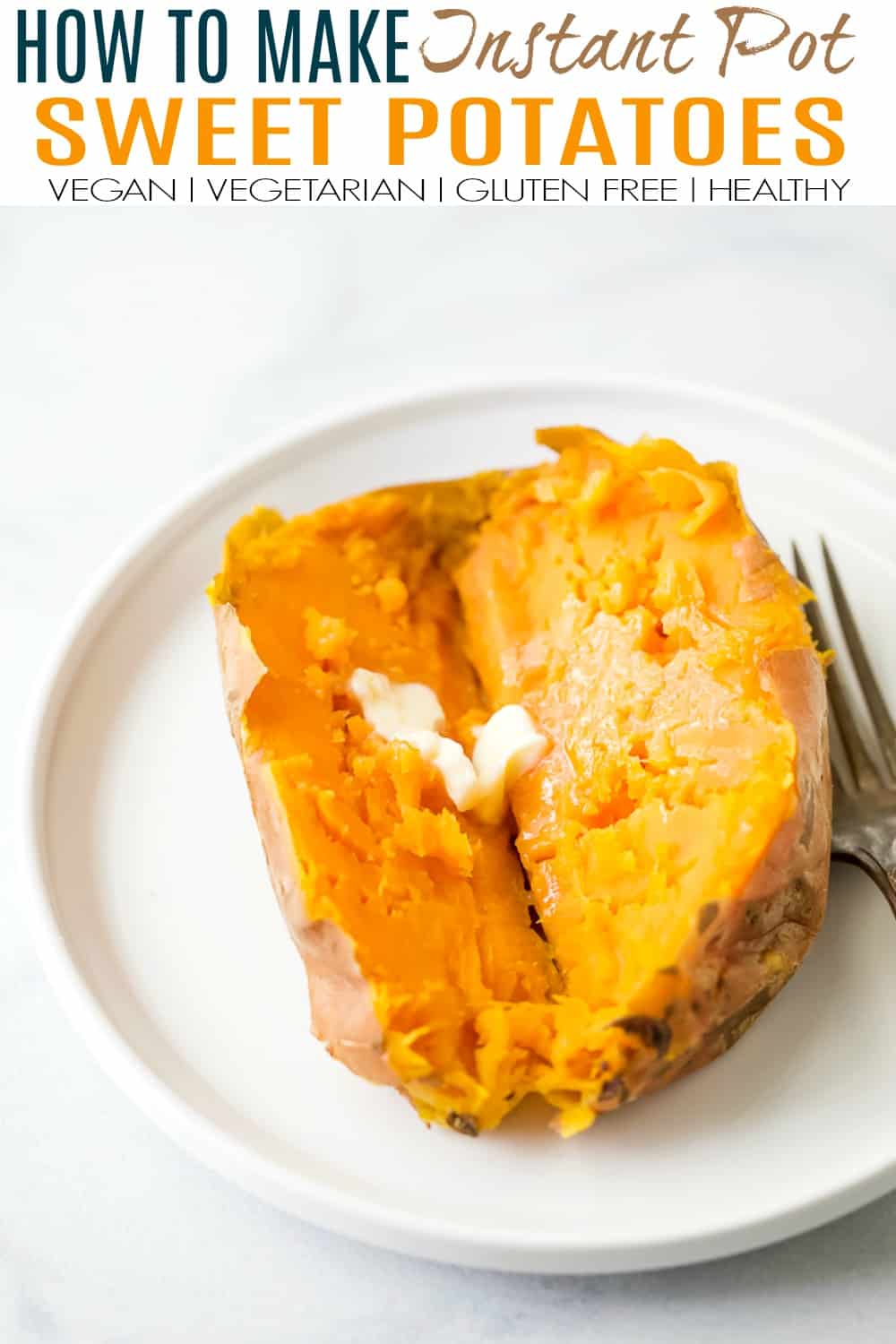 pinterest image for how to make instant pot sweet potatoes