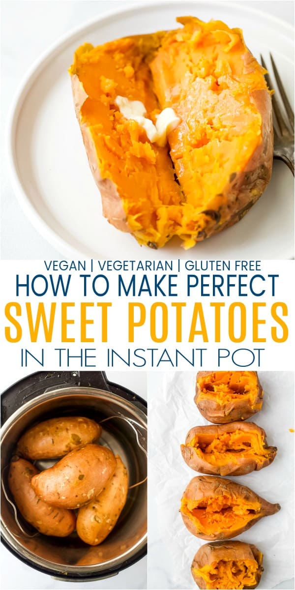 pinterest image for how to make instant pot sweet potatoes