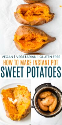 pinterest image for how to make instant pot sweet potatoes