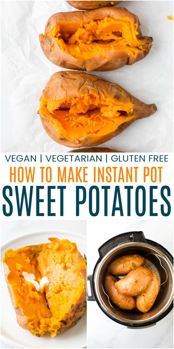 Pinterest image for how to make instant pot sweet potatoes.