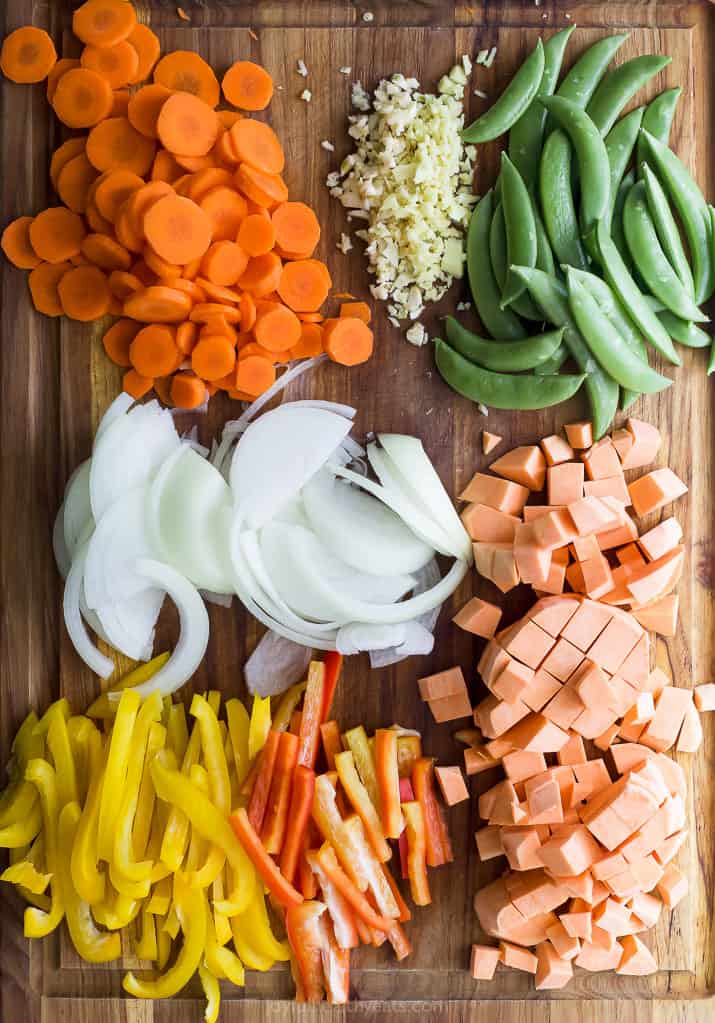 vegetables on a cutting board