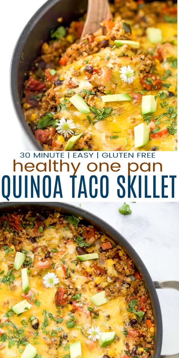 Healthy One Pan Cheesy Quinoa Taco Skillet | Joyful Healthy Eats