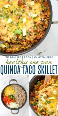 Healthy One Pan Cheesy Quinoa Taco Skillet | Joyful Healthy Eats