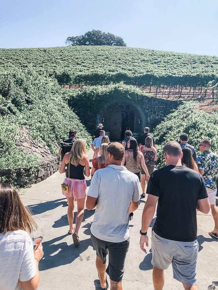 walking into a wine cave at kunde winery in sonoma california