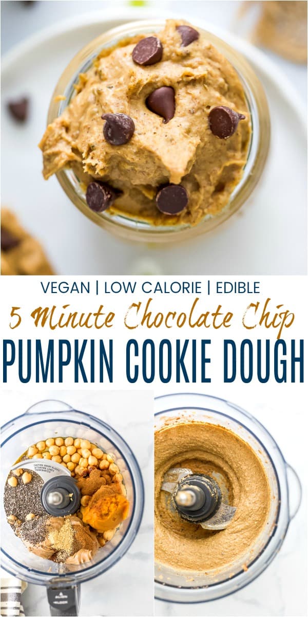 pinterest image for vegan chocolate chip pumpkin cookie dough