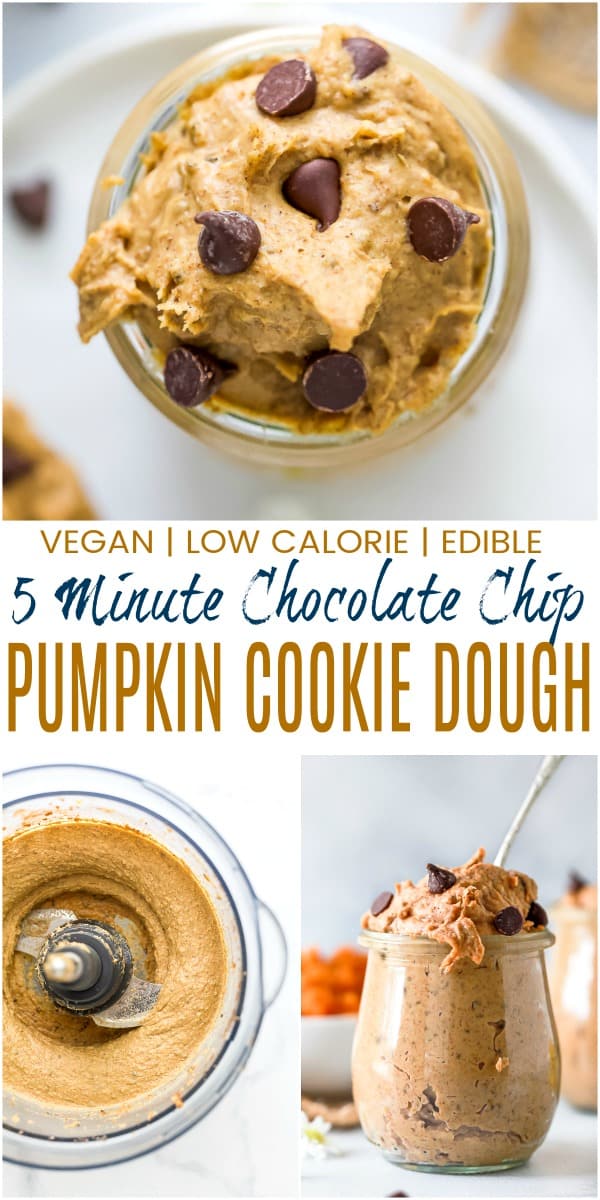 pinterest image for vegan chocolate chip pumpkin cookie dough