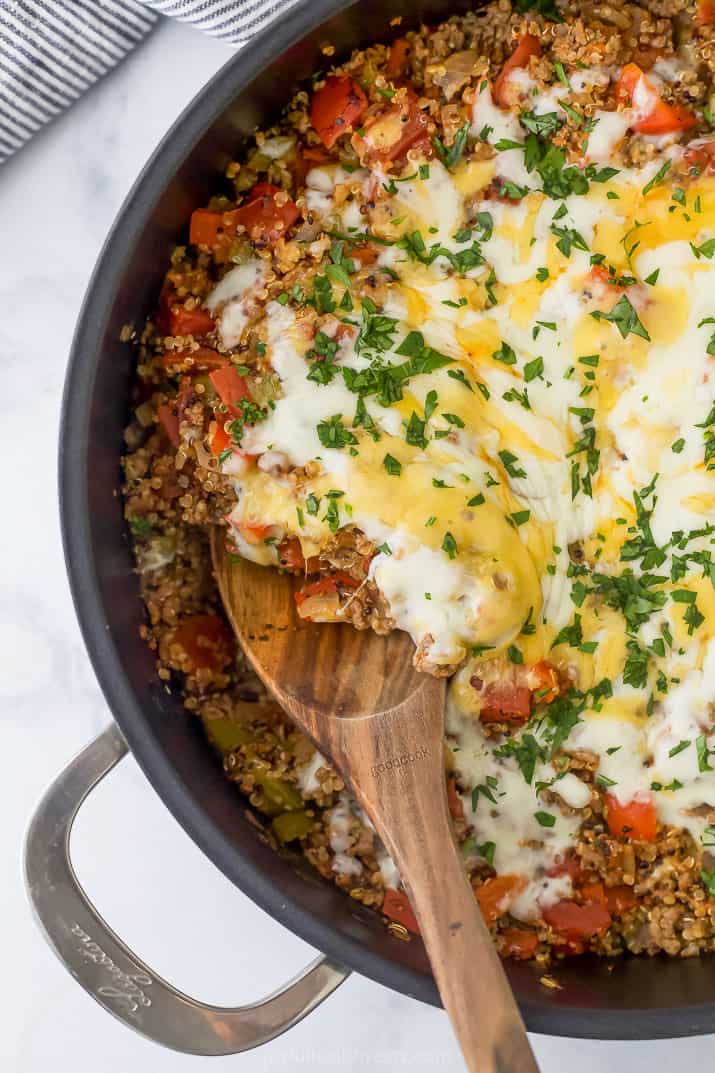 one pot quinoa stuffed pepper recipe in a pot