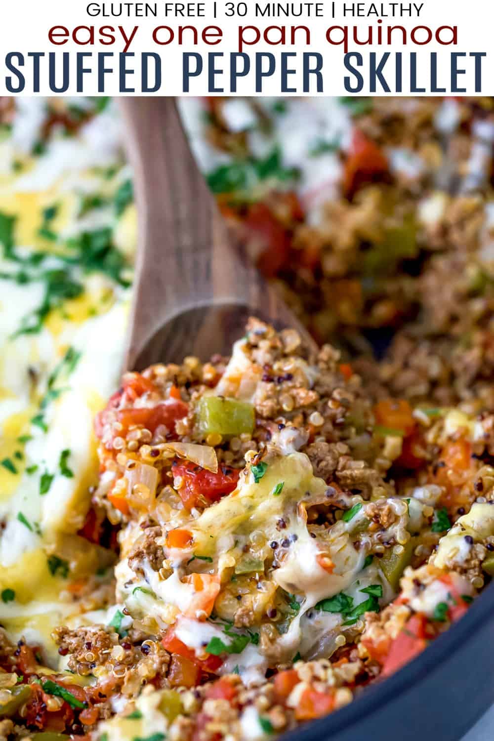 pinterest image for easy one pot quinoa stuffed pepper recipe