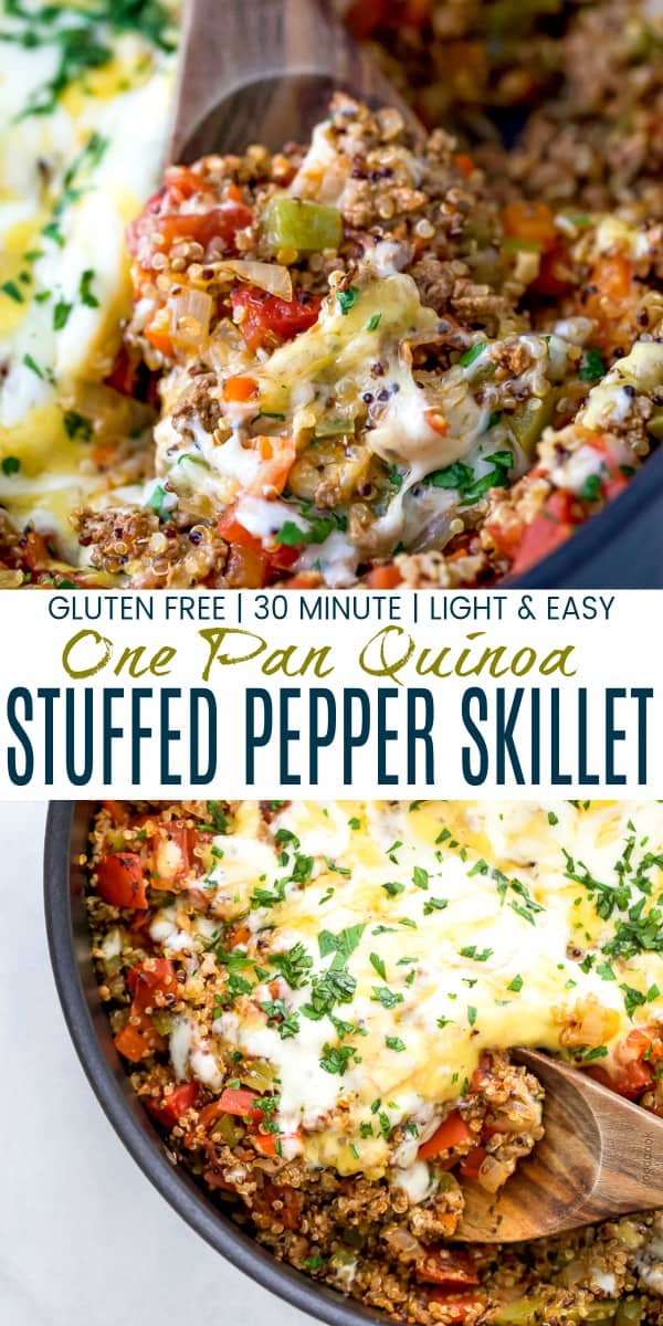 pinterest image for easy one pot quinoa stuffed pepper recipe