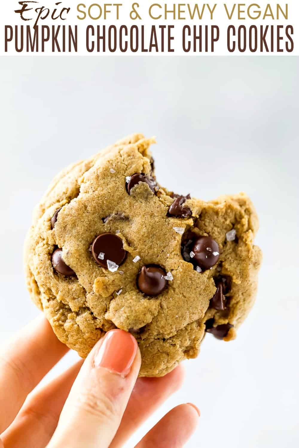 pinterest image for epic vegan pumpkin chocolate chip cookies