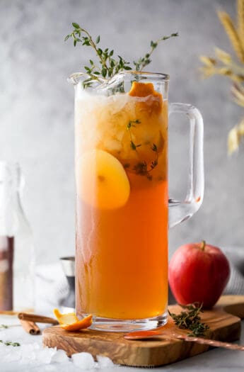 harvest apple bourbon cocktail in a pitcher