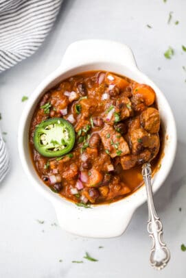 the best instant pot chili recipe in a bowl