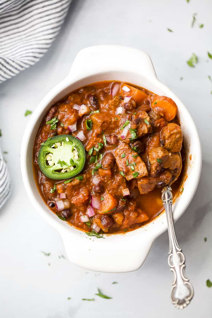 The best instant pot chili recipe in a bowl.