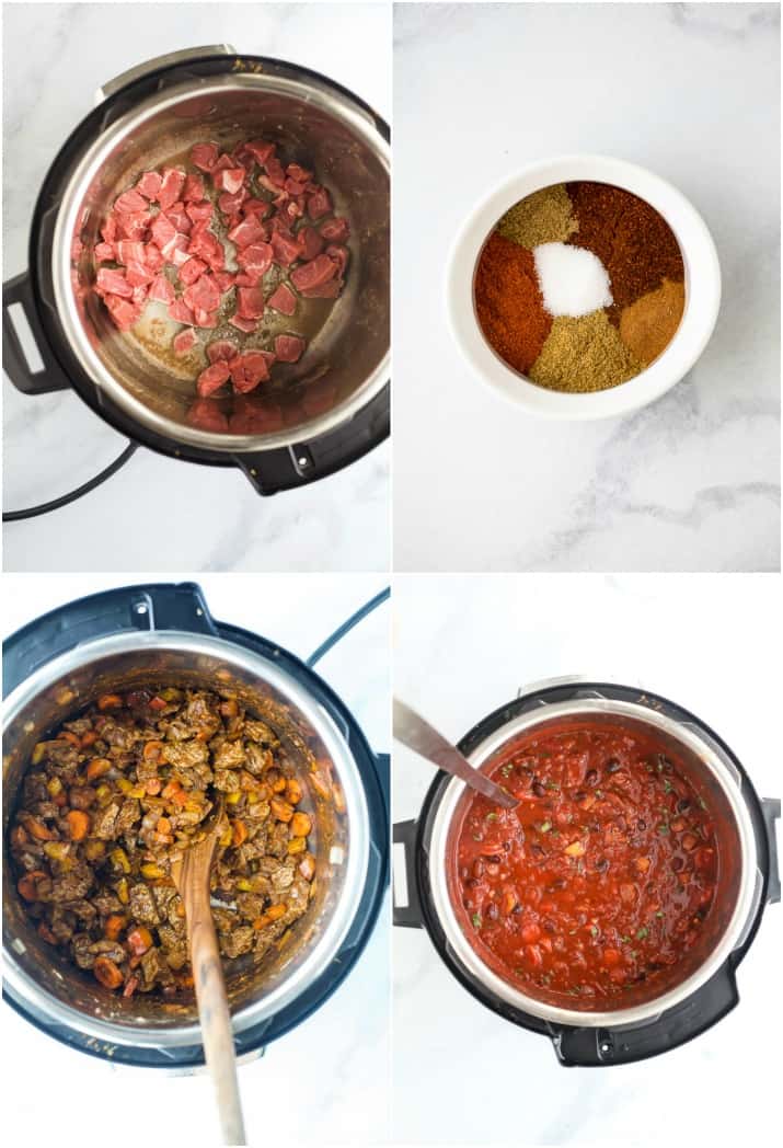 Photos of how to make chili in the instant pot.