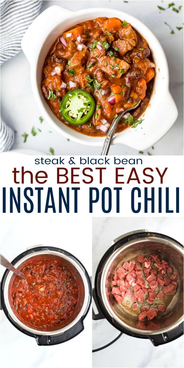pinterest image for the best instant pot chili recipe
