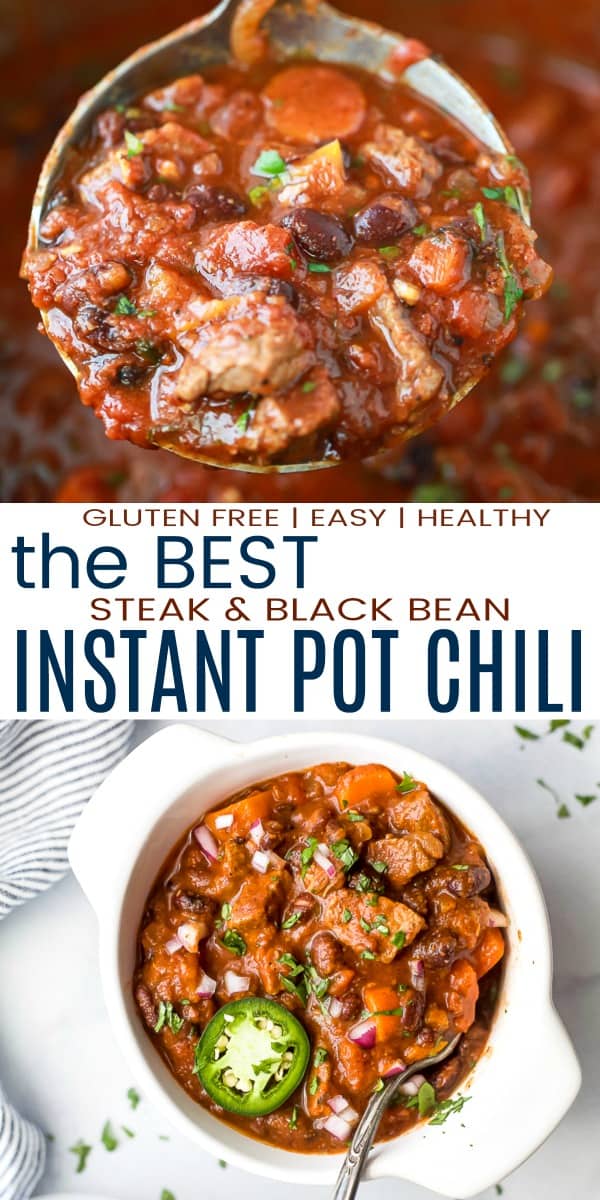 pinterest image for the best instant pot chili recipe
