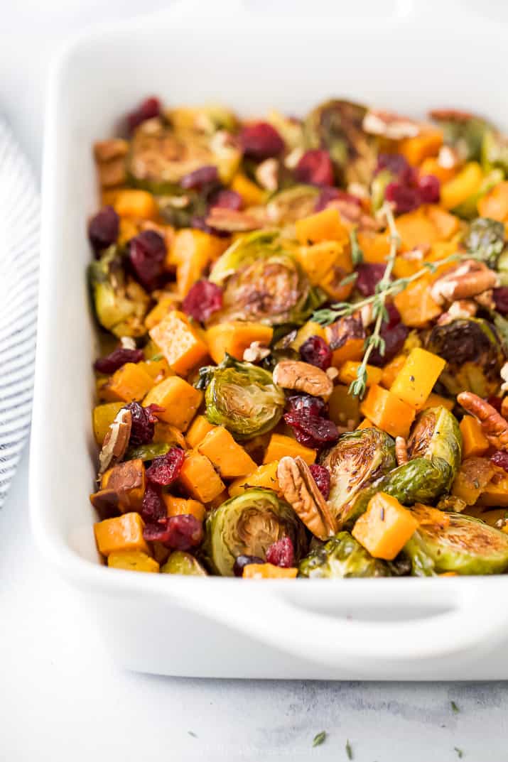 Maple Dijon Roasted Butternut Squash Brussel Sprout Salad