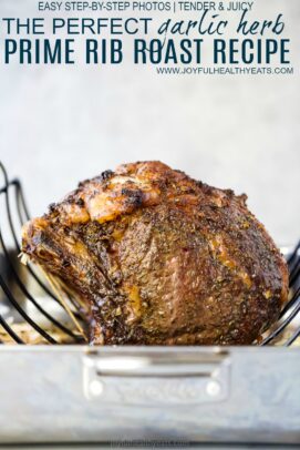 pinterest image for the perfect garlic herb prime rib roast recipe